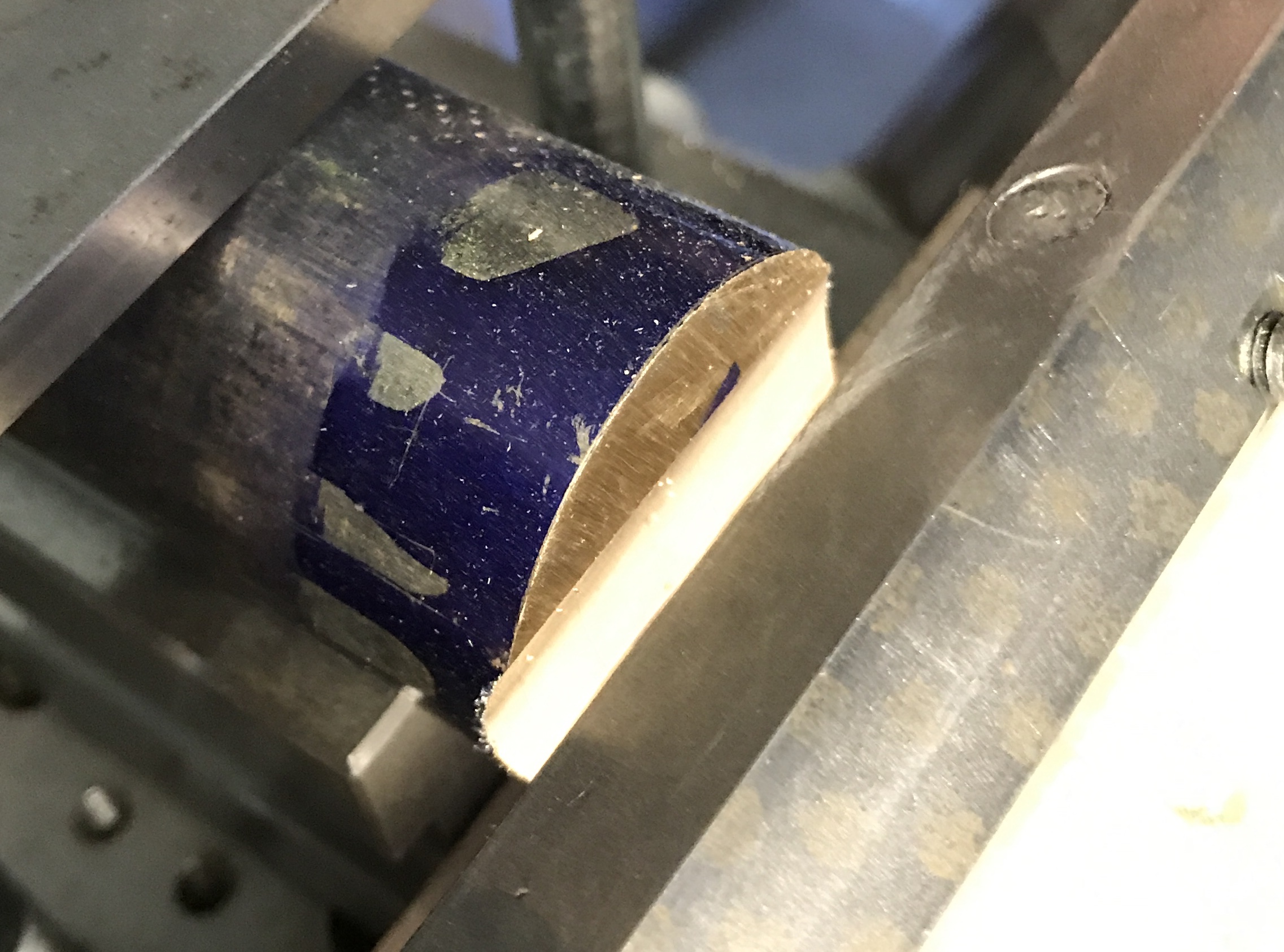 The trial run for cutting the internal radius